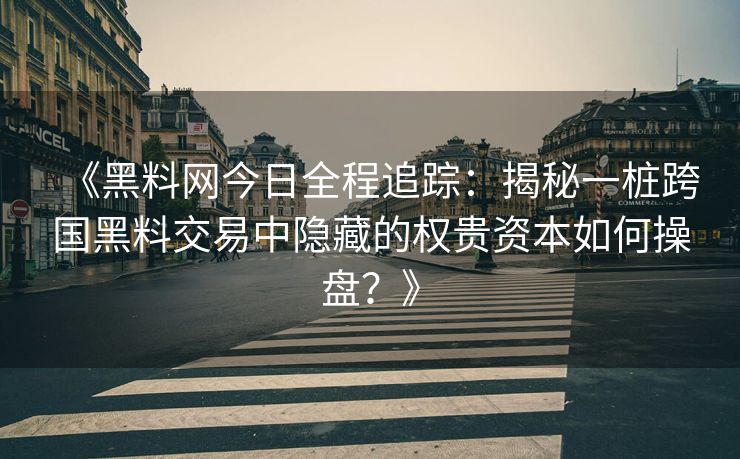 《黑料网今日全程追踪：揭秘一桩跨国黑料交易中隐藏的权贵资本如何操盘？》